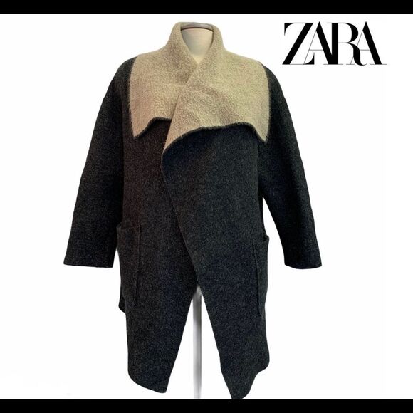 ZARA gray tan knit sweater cardigan size small - Picture 1 of 6